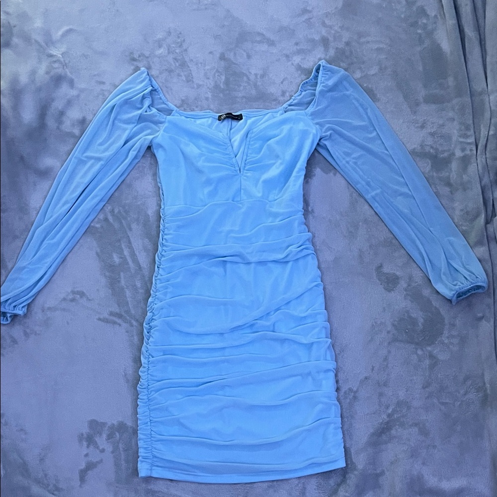 Chic Long Sleeve Blue Dress